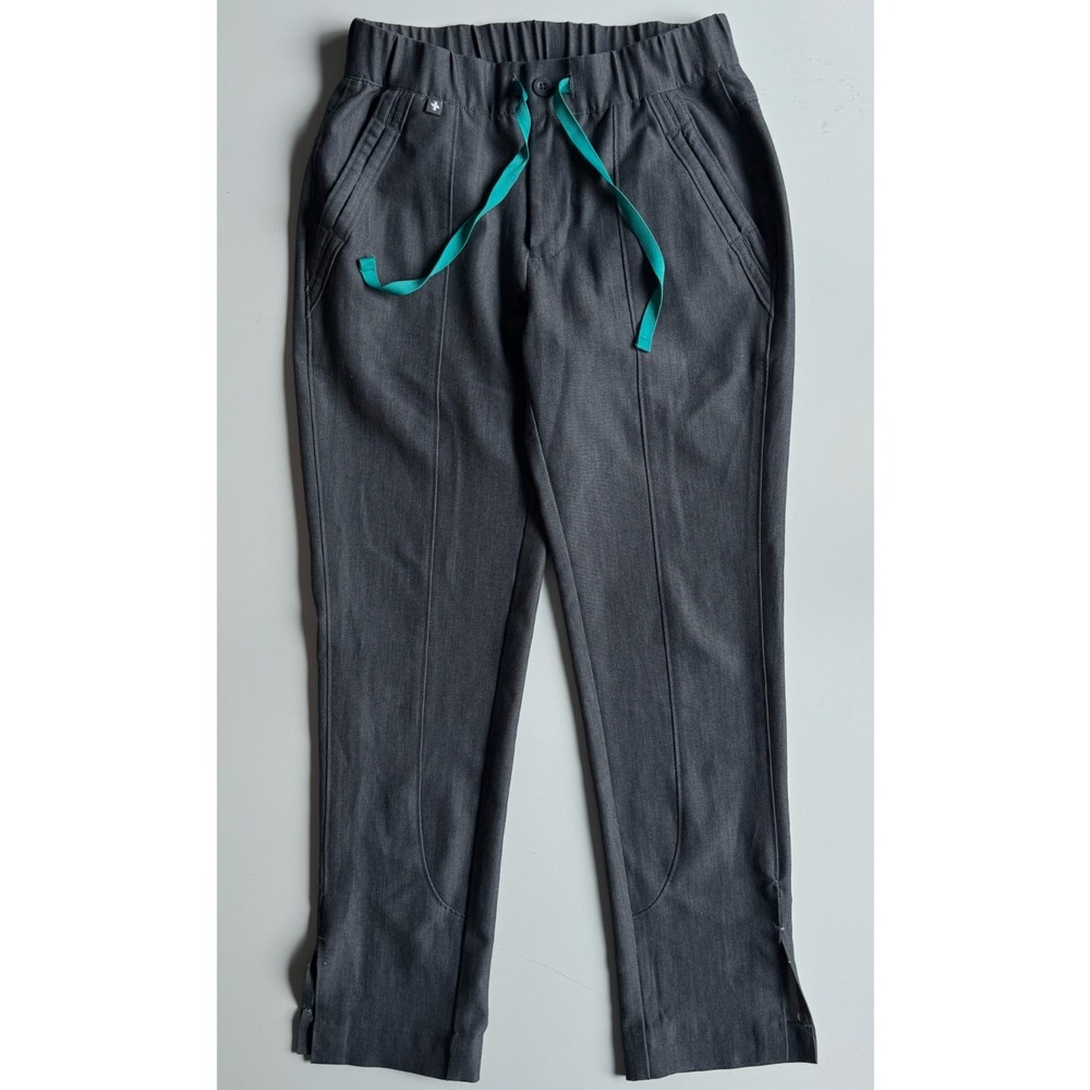 FIGS Cobija‎ Tapered Leg Scrubs Pants Womens XXS Gray Slit Ankle Elastic Waist